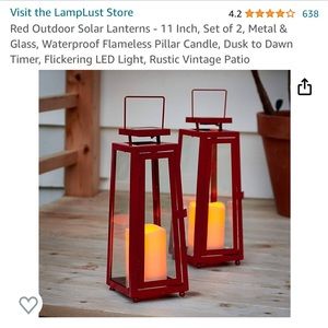 Red Outdoor Solar Lanterns. Set of Two.